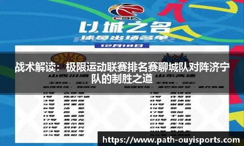 战术解读：极限运动联赛排名赛聊城队对阵济宁队的制胜之道